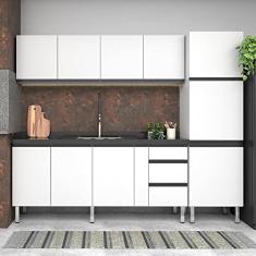 Balcão para Pia 200cm em Aço 2 Portas 3 Gavetas Gaia Cozimax Branco