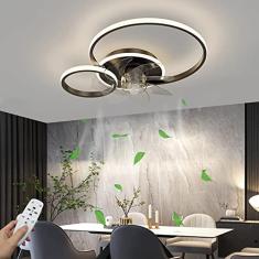 Ventilador de teto moderno e silencioso com iluminação LED Luz de teto da sala de estar regulável com ventilador e controle remoto Lâmpada com ventilador de anel ultrafino para quarto, cozin