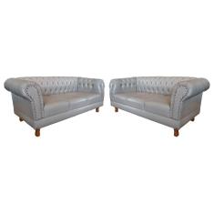 2 Sofás Chesterfield Capitone Duque Corano Bege 1,80cm
