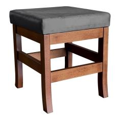 Puff Banqueta Quadrada Barcelona para Sala de Estar Madeira Maciça Suede Cinza CCS