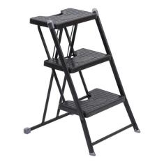 Banqueta Escada De Aço Dobrável Suporta 120 Kg - Preto