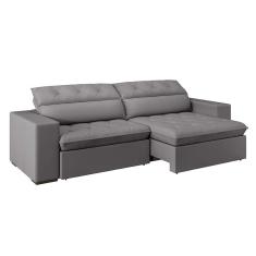 sofá 3 lugares retrátil e reclinável com usb jazz molas suede  230 cm