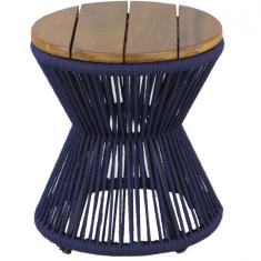 Mesa de Centro Ampulheta Corda Náutica e Tampo Madeira Trama