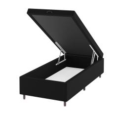 Base Box Bau Solteiro Cairo (43x96x203cm) Preto - Casa Giulia