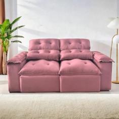 Sofá Retrátil e Reclinável 1,5m em Tecido Veludão C/ Pillow nos Braços