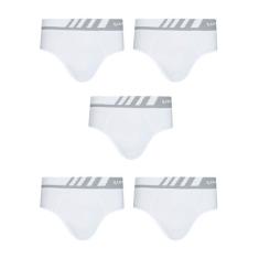 Kit Com 5 Cuecas Lupo Slip Microfibra 691-002, Branco, P