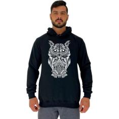 Blusa Moletom Tradicional Com Touca MXD Conceito Coruja, P, Preto, Mas