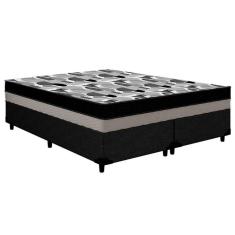 Cama Box Queen: Colchão Anatômico Ortobom D33/Ep Iso 100 Double Face + Base Black(158X198X20)
