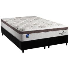 Cama Box Queen: Colchão Molas Plumatex MasterPocket Ensacadas Personalle + Base crc Suede Black(158x198)