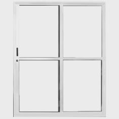 Kit com 2 Portas Sacada de Alumínio 2 Folhas 210 X 150cm com Fechadura Linha 25 Branco