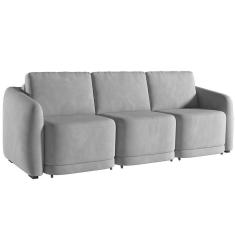 Sofá Cama Casal Para Sala 276cm Polska K04 Veludo Cinza - Mpozenato