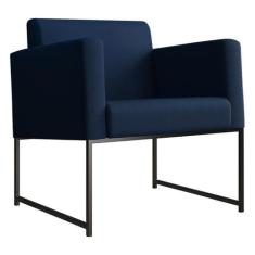 Poltrona Sara Suede Azul Marinho - Mobly