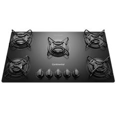 Cooktop 5 Bocas Continental A Gás De Vidro  Temperado Preto (