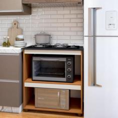 Balcão para Cooktop 4 Bocas 2 Nichos para Forno Turim - Kaiki Móveis