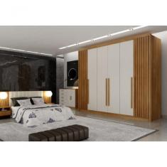 Guarda Roupa Casal 6 Portas 8 Gavetas Coimbra Cumaru Ripado/cumaru Fendi- Móveis Novo Horizonte
