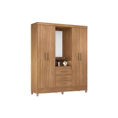 Guarda Roupa 4 Portas e 3 Gavetas c/ Espelho Capelinha Persia Amêndola Touch - Demóbile