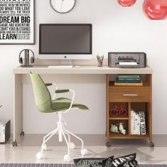 Escrivaninha Com 1 Gaveta Alphecca Off White Freijó