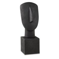 Escultura Decorativa Face em Poliresina Preto 42x14,5cm