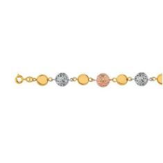 Pulseira Feminina Bolas18cm Banhada A Ouro + Brinco De Presente - Ofer