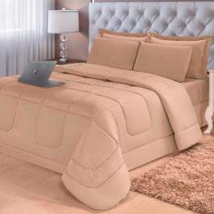 Jogo de Cama 6 Peças Aconchego Dupla Face Casal Queen Bege Casa Dona