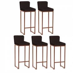 Kit 05 Banqueta Alta Suede Marrom