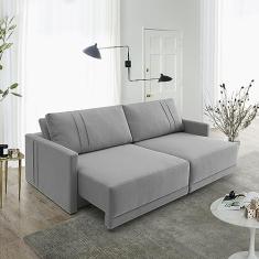 Sofá Patmos 4 Lugares 230cm retrátil e Reclinável Cinza Estofama