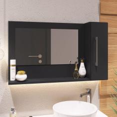 Espelheira Suspensa para Banheiro 1 Porta Berilo Estilare Preto