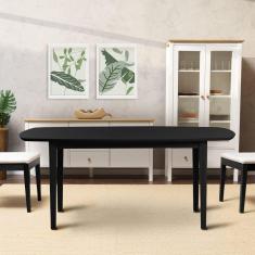 Mesa Oval 4 Lugares 1,4m Tampo MDF Tiê CabeCasa MadeiraMadeira Preto