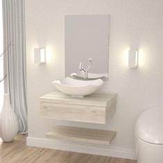 Bancada para Banheiro Cuba Abaulada L42 com Prateleira 605w Metrópole Compace Snow