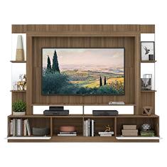 Rack c/Painel e Suporte Tv 65" Prateleiras c/Espelho Oslo Multimóveis Madeirado/branco
