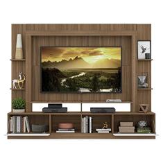 Rack c/Painel e Suporte Tv 65" Portas c/Espelho Oslo Multimóveis Madeirado/branco