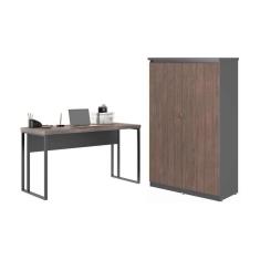 Escrivaninha 1.2 Com Armário Dubai Freijó Preto