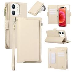 Capa carteira para iPhone 11, bolso com zíper magnético [destacável] capa de couro flip com 6 compartimentos para cartão e 1 compartimento para dinheiro, [bloqueio RFID] capa com alça de pulso e