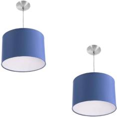 Kit 2 Lustres Cupula Pendente Dome 30x20cm Magnífico Azul