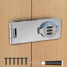 I-EASYDWW Fechadura de Combinação Sem Chave, Puxador de Torção com Senha de 3 Dígitos para Portas, Armários, Gavetas, Porta de Celeiro, Banheiro, Ao Ar Livre, Armário, Cerca, Liga de Zinco Prata