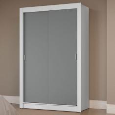 Guarda-Roupa Solteiro 2 Portas Correr Branco/Cinza