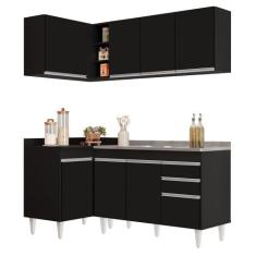 Armário de Cozinha Modulado de Canto Direito 4 Peças CP39 com Pia Inox