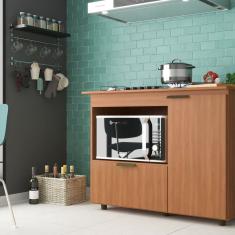 Balcão para Cooktop 5 Bocas 2 Portas Espaço para Forno Elétrico 36l Bigger Freijó