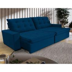 Sofá 4 Lugares Retrátil Reclinável 270cm Veludo Califórnia Wood Estofa