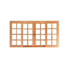Janela de Correr Quadriculada 110cm Reta 4 Folhas em Madeira Maciça Ce
