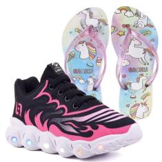 Tenis Infantil De Led Meninas Calce Facil Desenhos Luzinha LIGHT + Chi