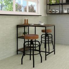 Conjunto Mesa Bistrô 2 Banqueta Aço Giratória Espresso Móveis