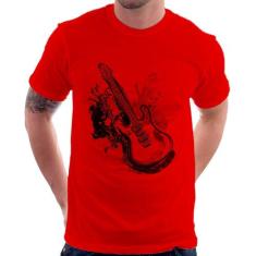 Camiseta Guitarra Reggae - Foca na Moda, Vermelho, G