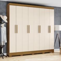 Guarda Roupa Casal 8 Portas 4 Gavetas Toscano Briz Nature/off