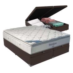 Cama Box Com Baú King E Colchão Freedom Ortobom D33 Cor: marrom