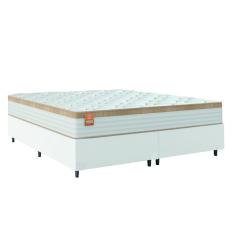 Cama Box Colchão Casal Queen Molas Ensacadas Real 158x198x65cm Linho Branco / Bege Inducol - Suporta até 130kg por Pessoa