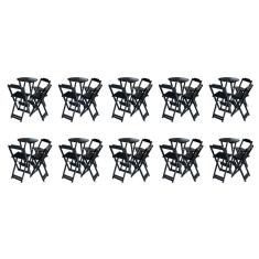 Kit 10 Banquetas Bistrô Madeira Maciça Assento Madeira 99cm Preto Preguiçosa