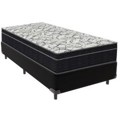 Cama Box Preto E Colchão Airtech 150 Espuma D45 Solteiro Ortobom