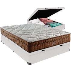 Cama Box Baú Branco E Colchão Anjos Star Pillow In Molas Ensacadas Casal Anjos