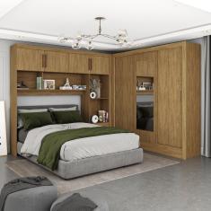 Guarda Roupa Casal Modulado 4 Portas Santiago Com Espelho 3 Portas 5 Gavetas Cinamomo